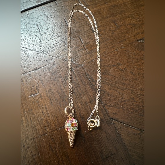 SU Multi Gemstone Vintage Ice Cream Cone‎ 925 Sterling Silver Necklace 18in
